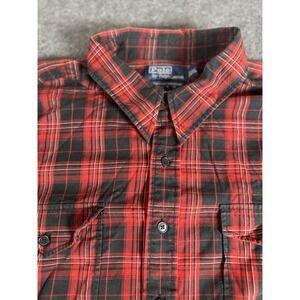 Polo Ralph Lauren Shirt Mens 2XL Red Black Plaid Woodsman Workshirt Long Sleeve